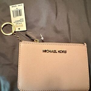 Michael Kors Blush Card Pouch with Gold Accents